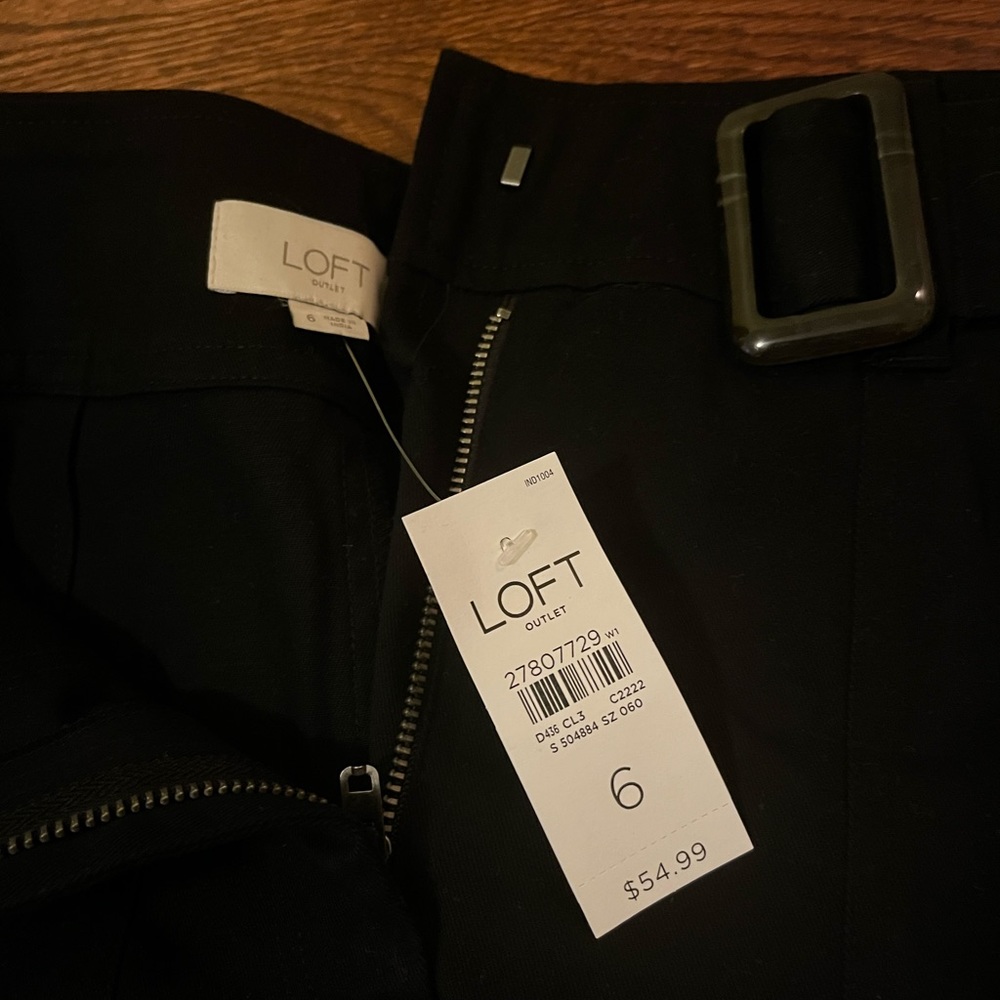 NWT loft black mini skirt with buckle